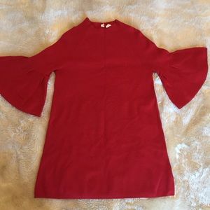 Anthropologie bell-sleeve red sweater dress Sz S